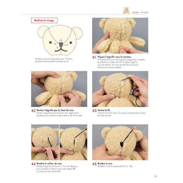 7 PELUCHES A COUDRE - LECONS PAS A PAS Livre Les éditions de saxe 