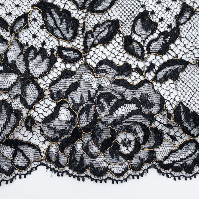 Dentelle nylon entre-deux - Taille 210mm - Noir doré