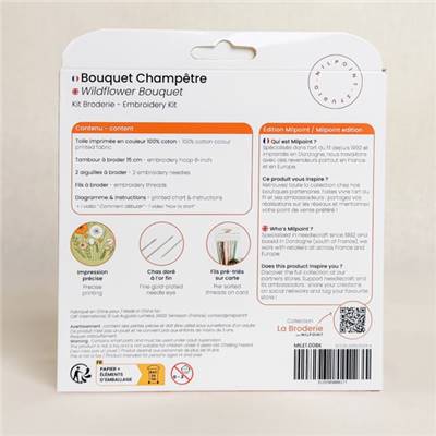KIT BRODERIE AVEC TAMBOUR 15 CM - BOUQUET CHAMPETRE