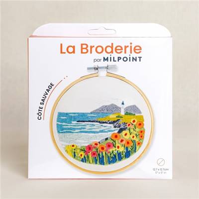 KIT BRODERIE AVEC TAMBOUR 15 CM - PRAIRIE PASTEL