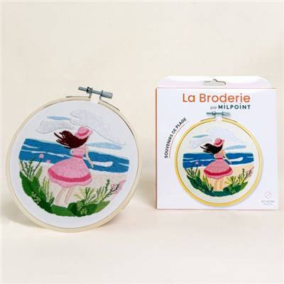KIT BRODERIE AVEC TAMBOUR 15 CM - SOUVENIRS DE PLAGE
