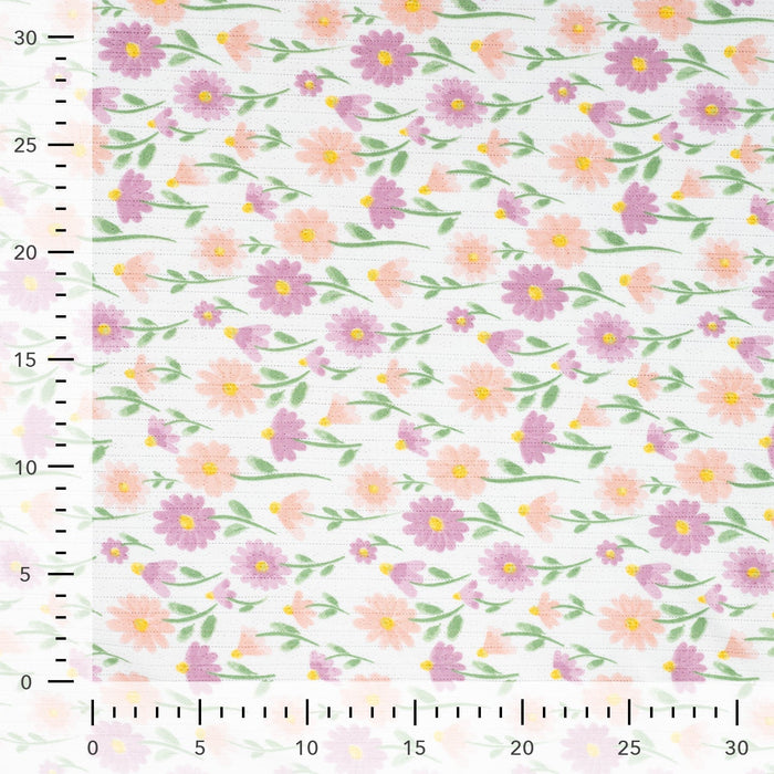 Ajour Printed Flower Ecru Tissus Quality Textiles 