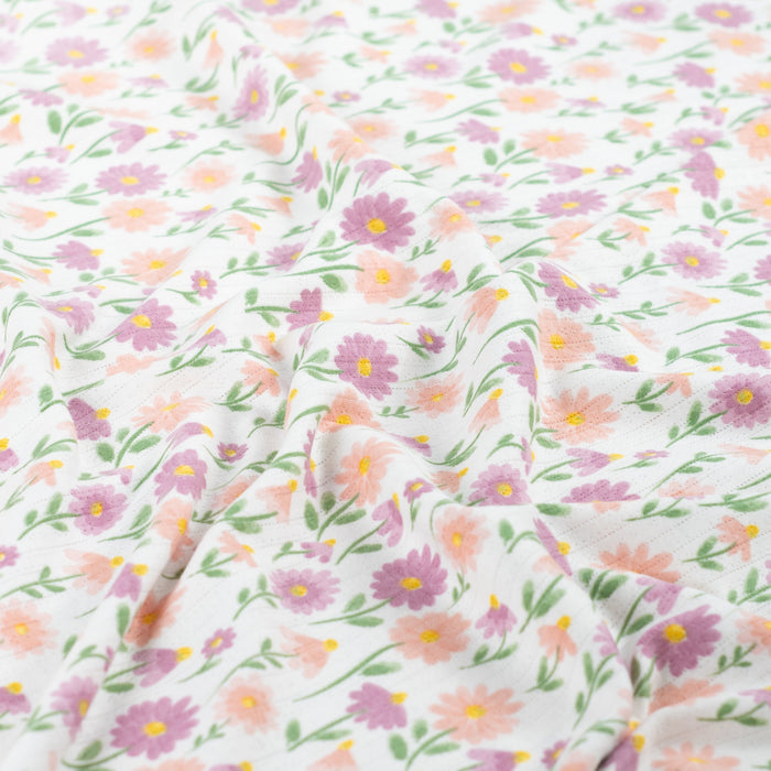 Ajour Printed Flower Ecru Tissus Quality Textiles 