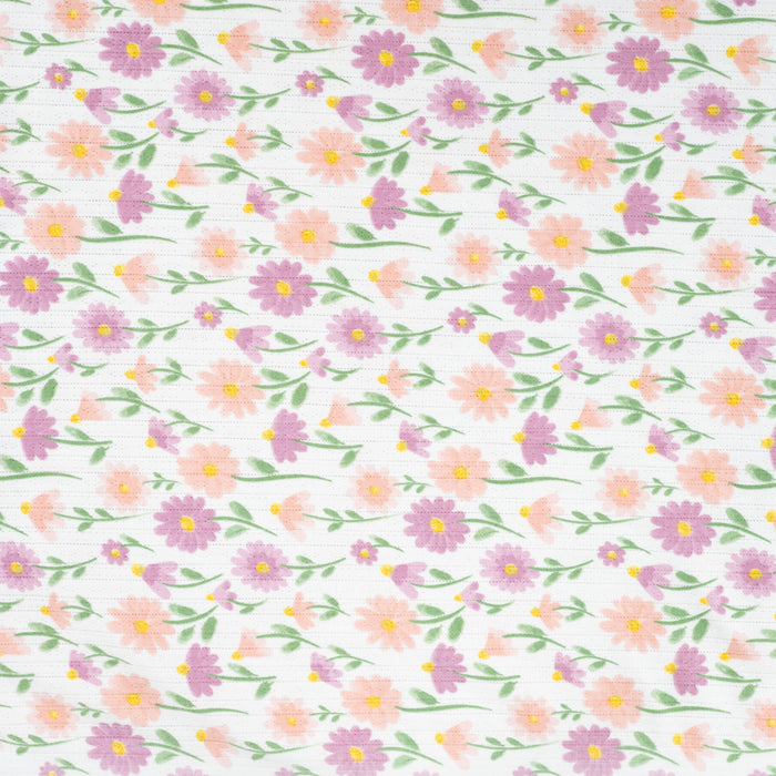 Ajour Printed Flower Ecru Tissus Quality Textiles 