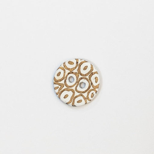 Bouton 2 trous - Coco gravé fantaisie Bouton Giannopoulos 15mm 
