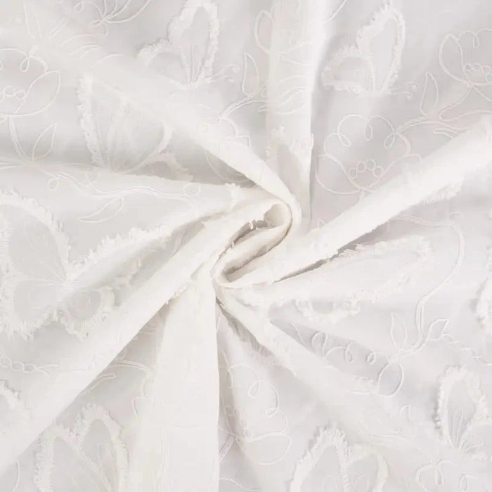 Broderie Anglaise - Cotton Embroidery Butterfly écru Tissus Quality Textiles 