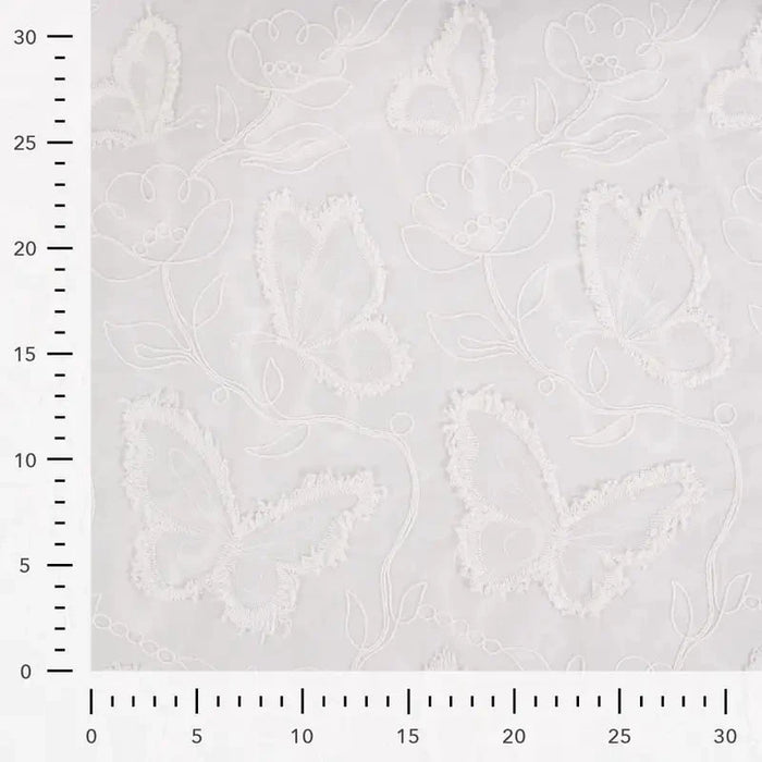 Broderie Anglaise - Cotton Embroidery Butterfly écru Tissus Quality Textiles 