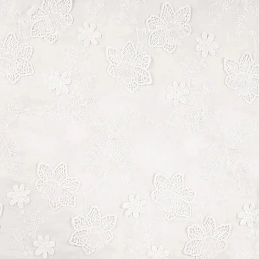 Broderie Anglaise - Cotton Embroidery Flowers White Tissus Quality Textiles 