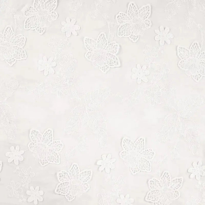 Broderie Anglaise - Cotton Embroidery Flowers White Tissus Quality Textiles 