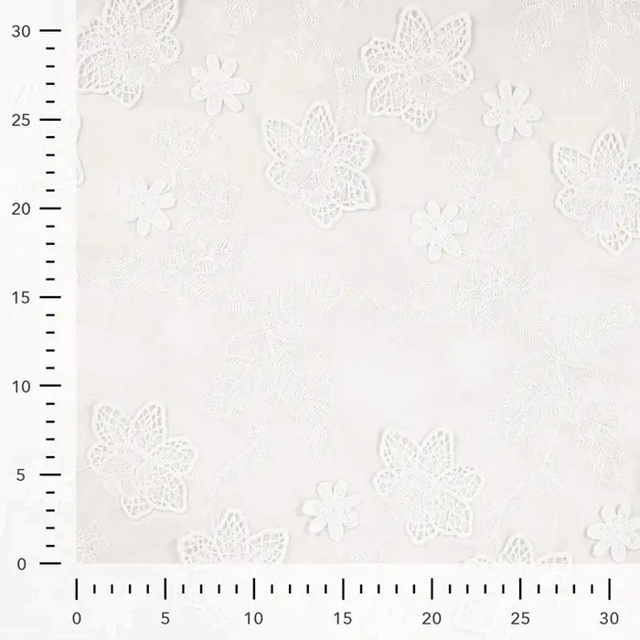 Broderie Anglaise - Cotton Embroidery Flowers White Tissus Quality Textiles 