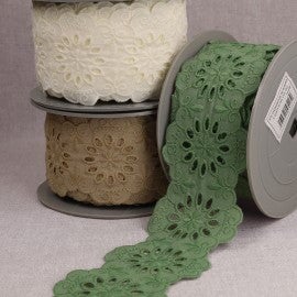 BRODERIE ENTRE DEUX FLEURS Rubanerie Stéphanoise 
