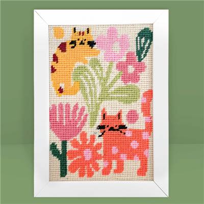 CANEVAS IMPRIME BLANC - DESSIN 15 X 20 CM - CHATS CHAMPETRES Broderie MILPOINT 