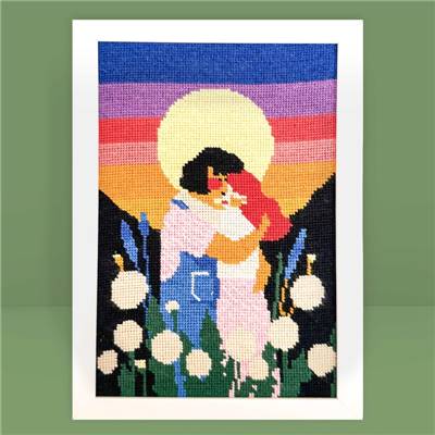 CANEVAS IMPRIME BLANC - DESSIN 20 X 30 CM - AMOURS LUNAIRES Broderie MILPOINT 