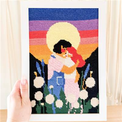CANEVAS IMPRIME BLANC - DESSIN 20 X 30 CM - AMOURS LUNAIRES Broderie MILPOINT 