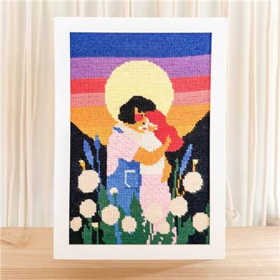 CANEVAS IMPRIME BLANC - DESSIN 20 X 30 CM - AMOURS LUNAIRES Broderie MILPOINT 