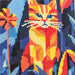 CANEVAS IMPRIME BLANC - DESSIN 20 X 30 CM - CHAT NOCTURNE Broderie MILPOINT 
