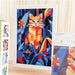 CANEVAS IMPRIME BLANC - DESSIN 20 X 30 CM - CHAT NOCTURNE Broderie MILPOINT 