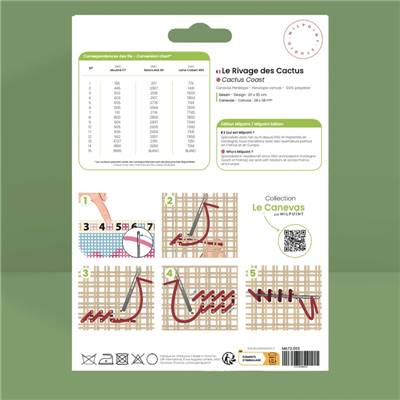 CANEVAS IMPRIME BLANC - DESSIN 20 X 30 CM - LE RIVAGE DES CACTUS Broderie MILPOINT 