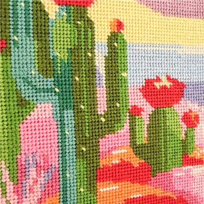 CANEVAS IMPRIME BLANC - DESSIN 20 X 30 CM - LE RIVAGE DES CACTUS Broderie MILPOINT 