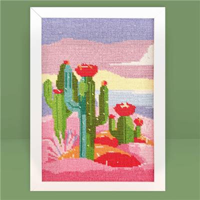 CANEVAS IMPRIME BLANC - DESSIN 20 X 30 CM - LE RIVAGE DES CACTUS Broderie MILPOINT 