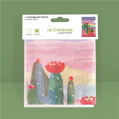 CANEVAS IMPRIME BLANC - DESSIN 20 X 30 CM - LE RIVAGE DES CACTUS Broderie MILPOINT 