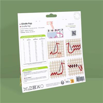 CANEVAS IMPRIME BLANC - DESSIN 30 X 30 CM - GIRAFE POP Broderie MILPOINT 