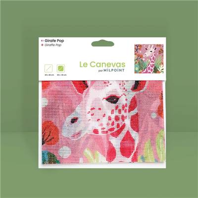 CANEVAS IMPRIME BLANC - DESSIN 30 X 30 CM - GIRAFE POP Broderie MILPOINT 