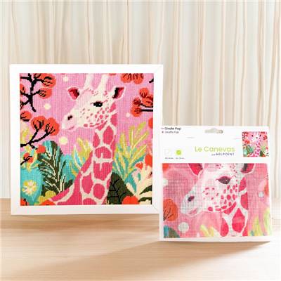CANEVAS IMPRIME BLANC - DESSIN 30 X 30 CM - GIRAFE POP Broderie MILPOINT 