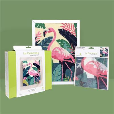 CANEVAS IMPRIME BLANC - DESSIN 30 X 40 CM - FLAMAND TROPICAL Broderie MILPOINT 