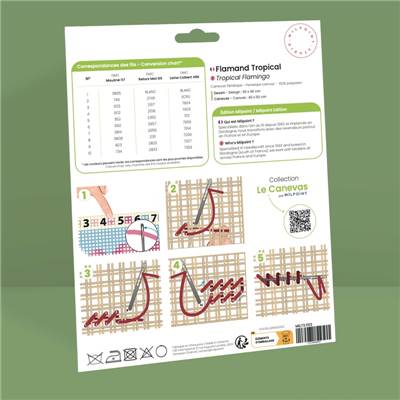 CANEVAS IMPRIME BLANC - DESSIN 30 X 40 CM - FLAMAND TROPICAL Broderie MILPOINT 