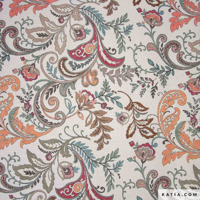 Canvas Recycled Print Autumn Palsley Tissus Katia 