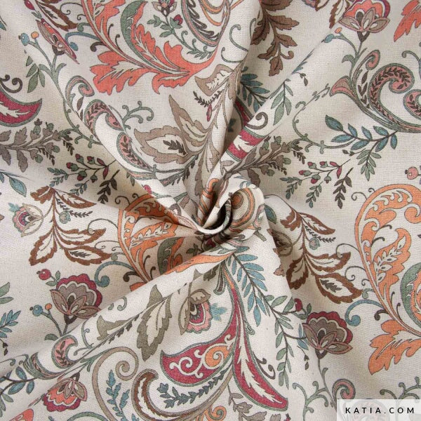 Canvas Recycled Print Autumn Palsley Tissus Katia 