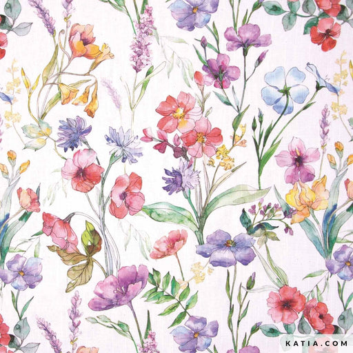 Canvas Slub Print Multicolor Poppy Tissus Katia 