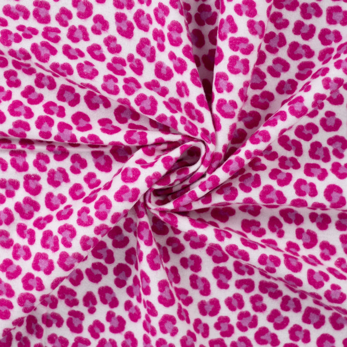 Coton Flanelle Léopard fuchsia Tissus Quality Textiles 