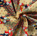 Coupon de Tissu Japonais - Chrysanthèmes et Vagues Dorées Kaki - NAKA FABRICS Tissus Naka Fabrics 