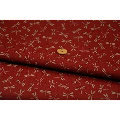 Coupon patchwork - JAPONAIS Libellules sur fond rouge Tissus MILPOINT 