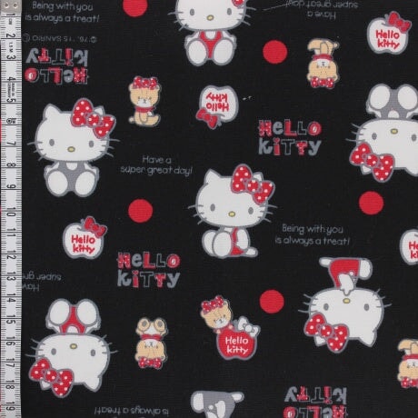 Coupon patchwork -Tissu Hello Kitty bear dot noir - 50x55cm Tissus 3b com 