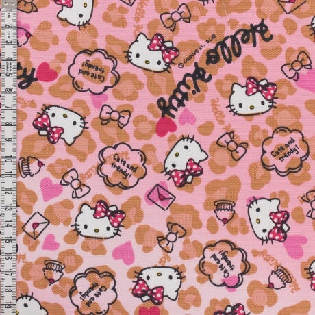 Coupon patchwork -Tissu Hello Kitty heart léopard - 50x55cm Tissus 3b com 