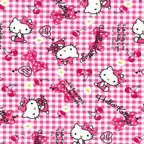 Coupon patchwork -Tissu Hello Kitty ribbon cherry - 50x55cm Tissus 3b com 