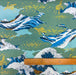 Coupon Tissu Japonais - Vagues Hokusai Bleu Ciel et Or - NAKA FABRICS Tissus Naka Fabrics 