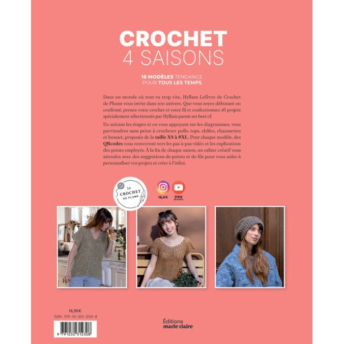 CROCHET 4 SAISONS - 16 MODELES TENDANCE POUR TOUS LES TEMPS Livre Éditions marie claire 