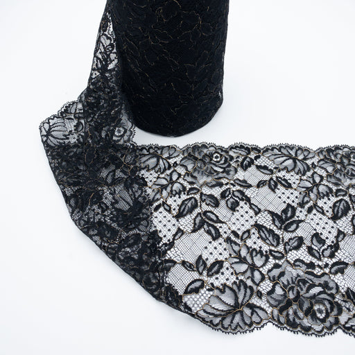 Dentelle nylon entre-deux - Taille 210mm - Noir doré Rubanerie Maison du Haut Mercier 