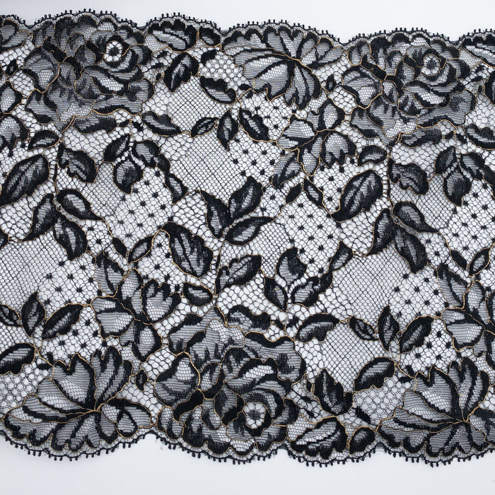 Dentelle nylon entre-deux - Taille 210mm - Noir doré Rubanerie Maison du Haut Mercier 