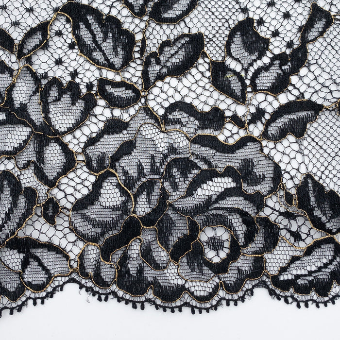 Dentelle nylon entre-deux - Taille 210mm - Noir doré Rubanerie Maison du Haut Mercier 