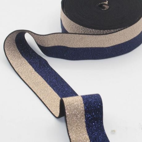 Élastique marine/lurex or - Taille 40mm Rubanerie 3Bcom 