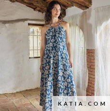 Embroidery Voile Jeans & white Tissus Katia 