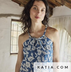 Embroidery Voile Jeans & white Tissus Katia 