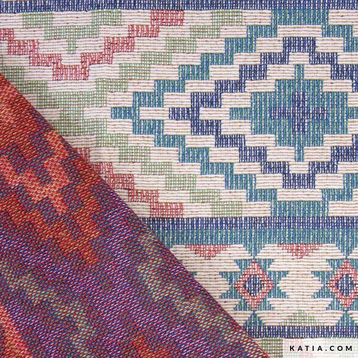 Ethnic Jacquard Aqua Jacquard Tissus Katia 