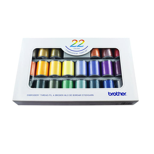 Fil à broder Brother - Boîte assortie de 22 bobines Fil Madeira 