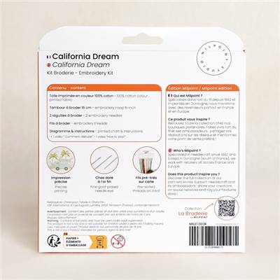 KIT BRODERIE AVEC TAMBOUR 15 CM - CALIFORNIA DREAM Broderie MILPOINT 